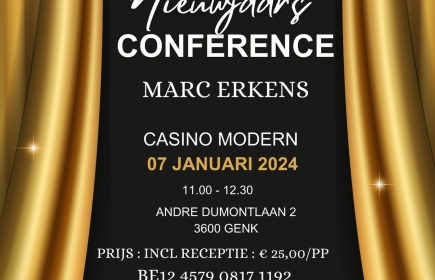 Nieuwjaarsconference met Marc Erkens inclusief receptie in Casino Modern in Genk.